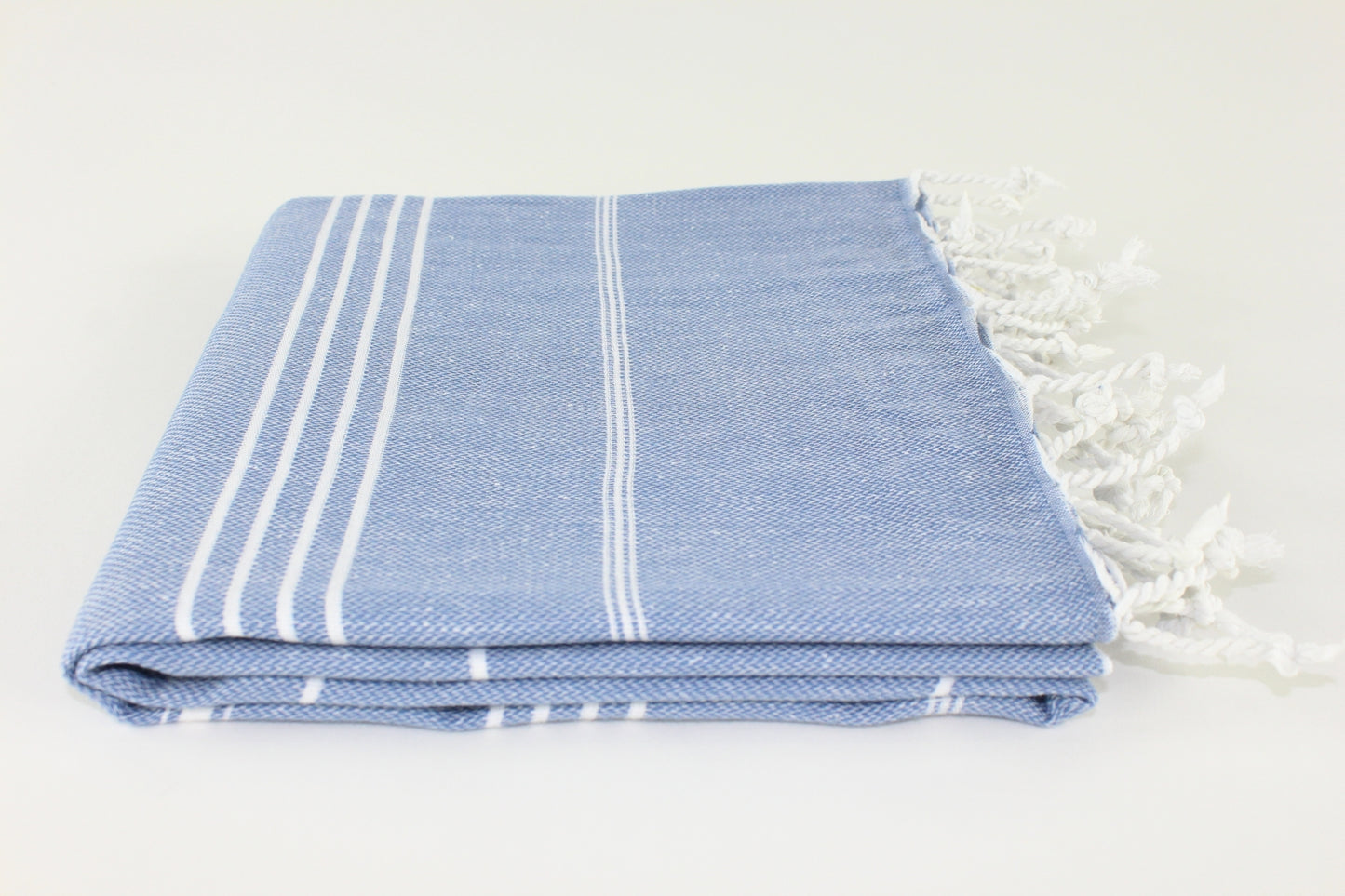 Premium Turkish Classic Striped Towel Peshtemal Fouta (Denim Blue)
