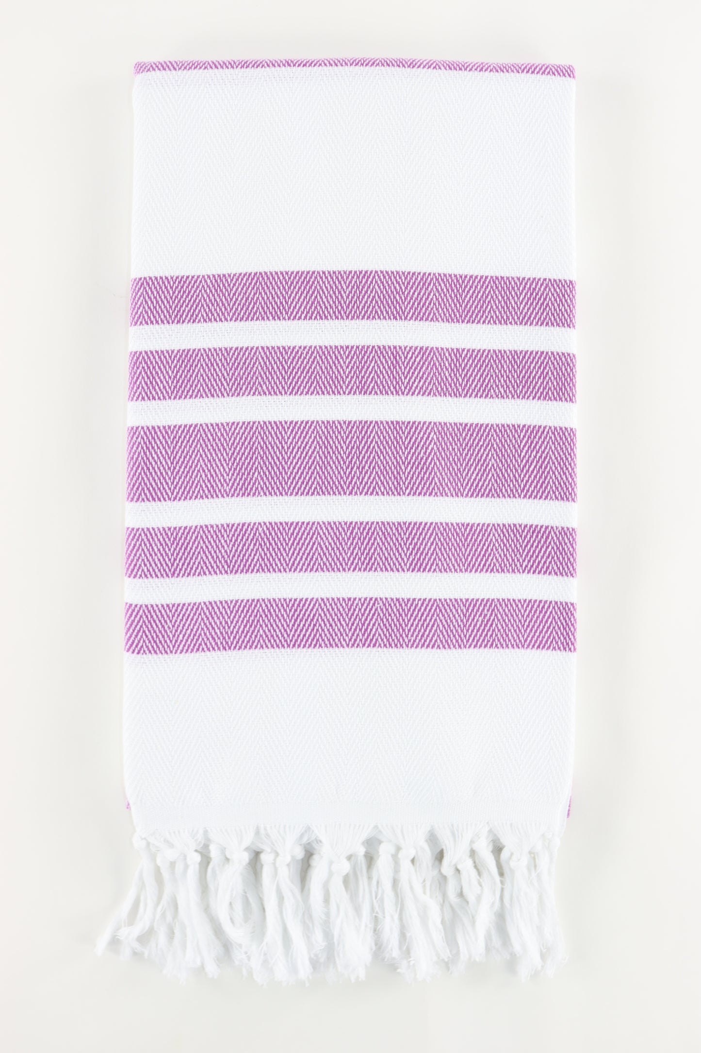 Premium Turkish Herringbone Striped Towel Peshtemal Fouta (White & Purple)