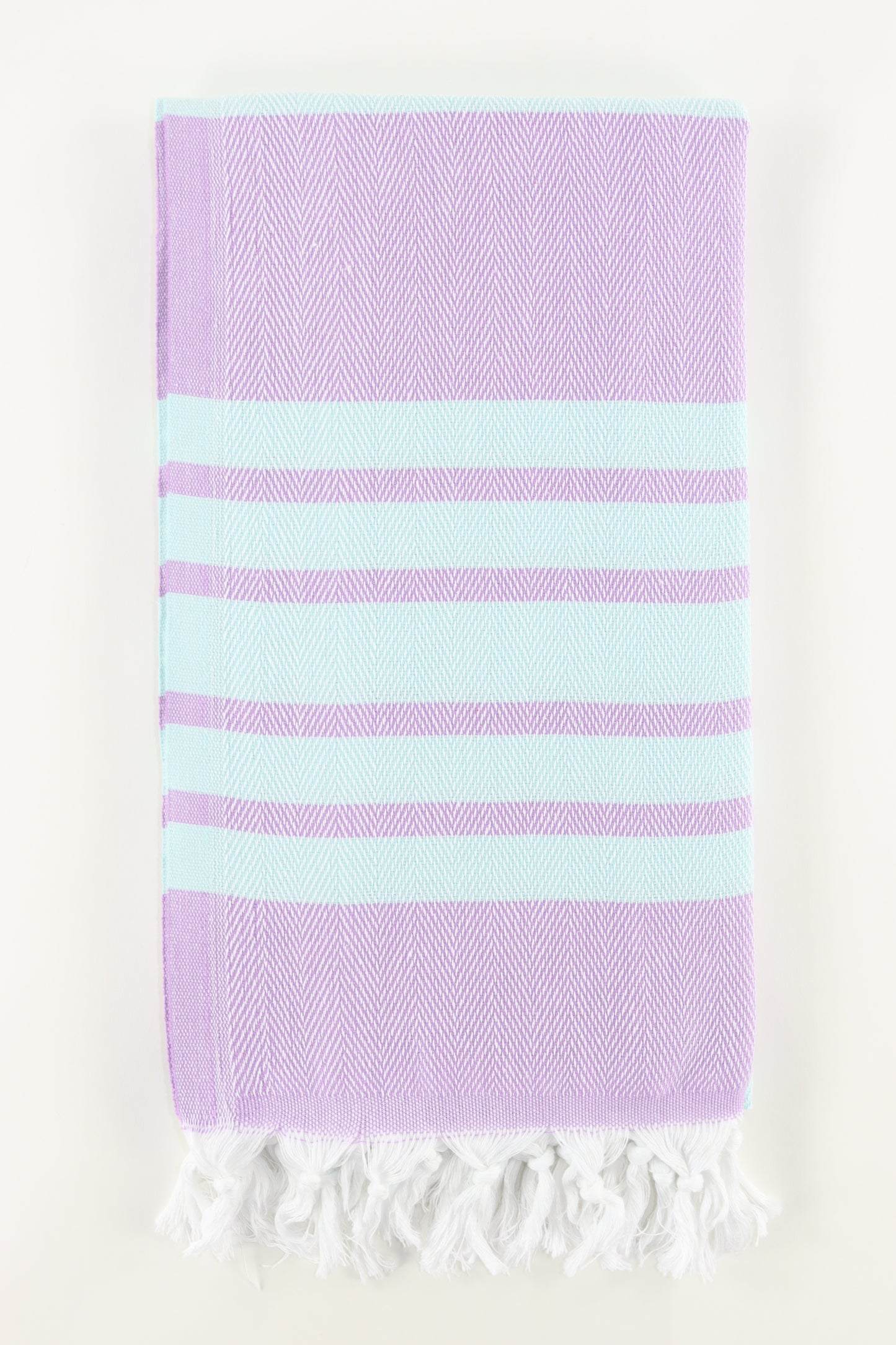 Premium Turkish Herringbone Striped Towel Peshtemal Fouta (Lilac & Mint)