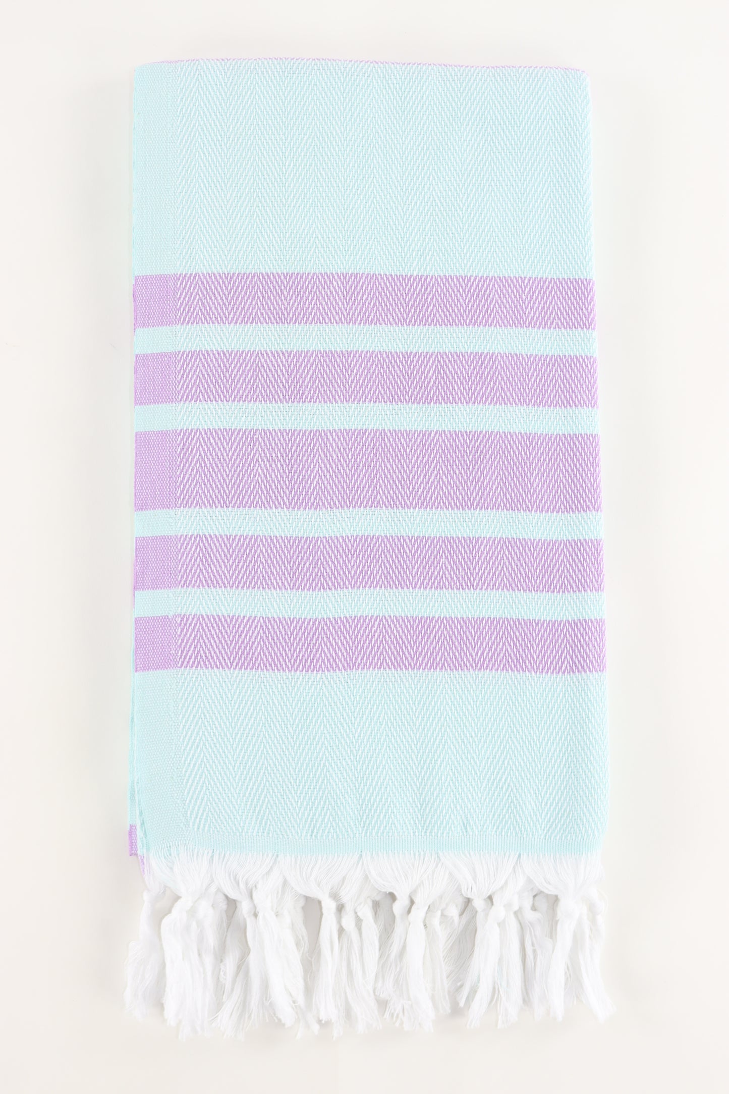 Premium Turkish Herringbone Striped Towel Peshtemal Fouta (Mint & Lilac)