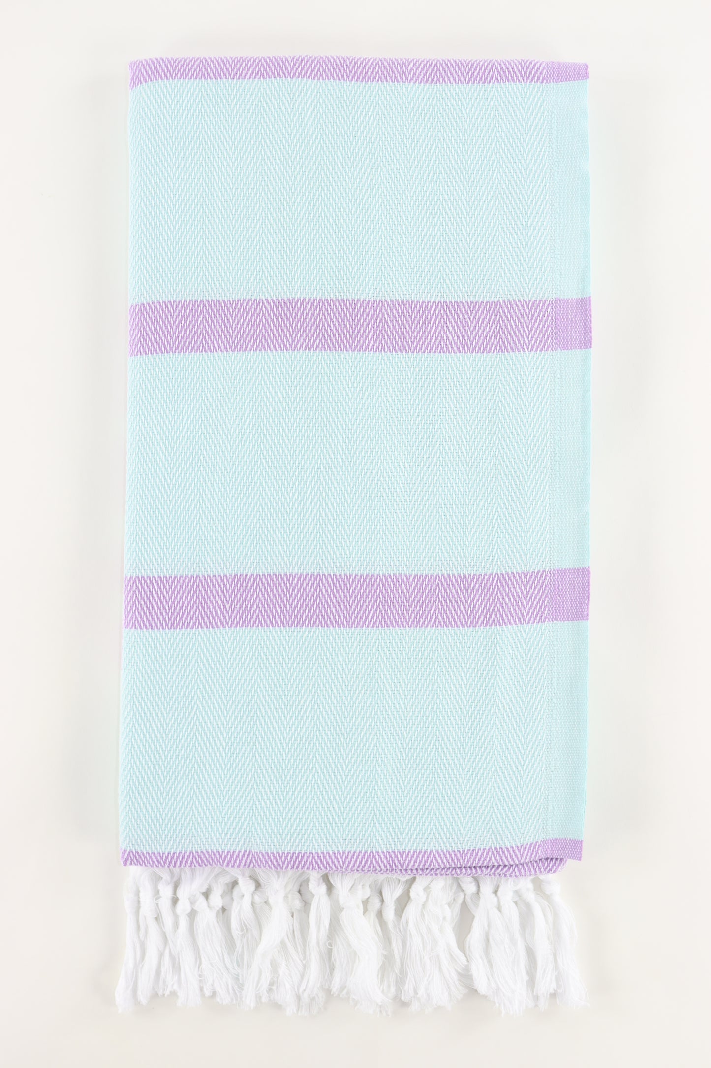 Premium Turkish Herringbone Striped Towel Peshtemal Fouta (Mint & Lilac)