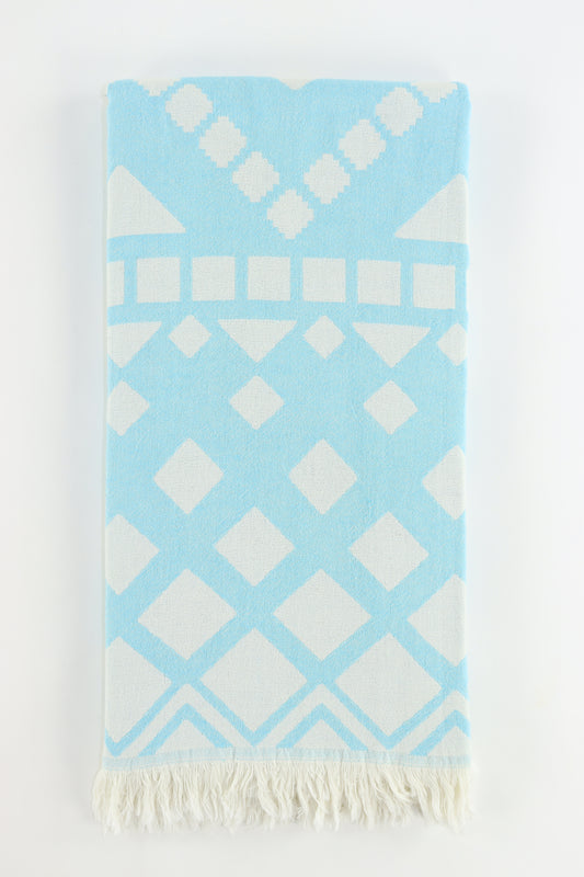 Premium Turkish Double Layer Towel Peshtemal Fouta (Turquoise Blue)