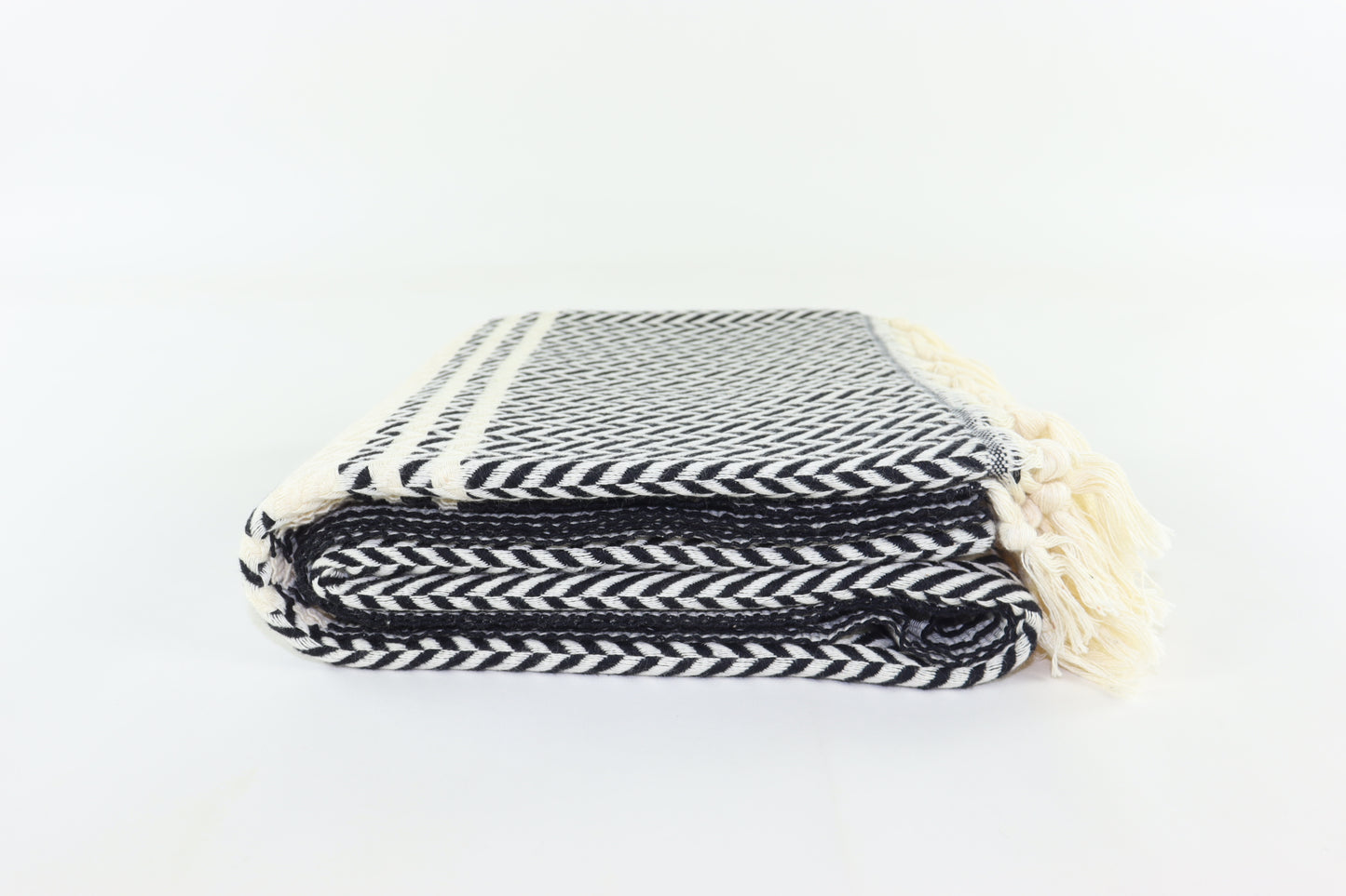 Premium Turkish Herringbone Towel Peshtemal Fouta (Black)