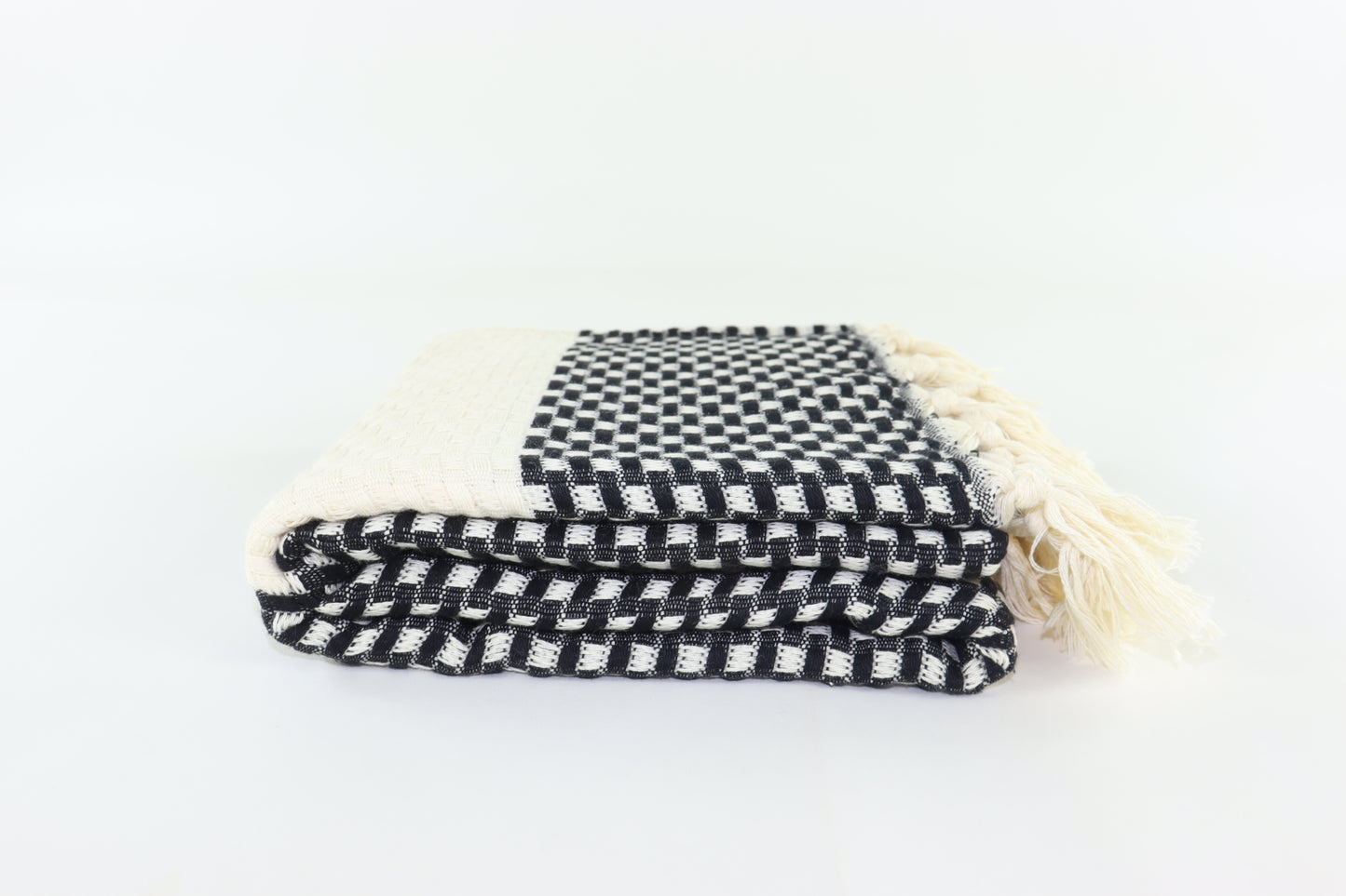 Premium Turkish Checkerboard Towel Peshtemal Fouta (Black)