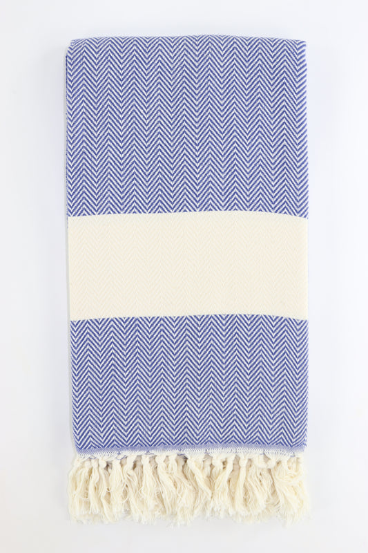 Premium Turkish Herringbone Towel Peshtemal Fouta (Navy Blue)