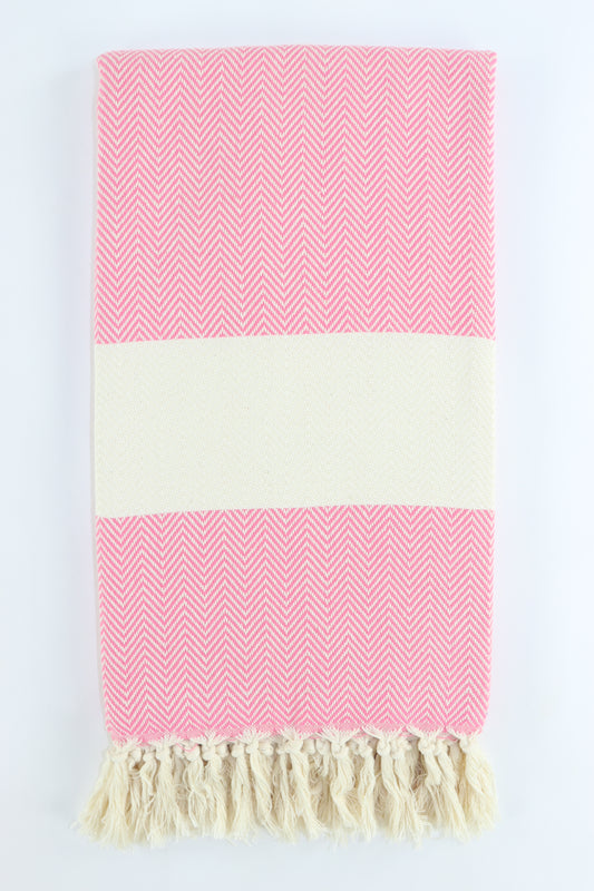 Premium Turkish Herringbone Towel Peshtemal Fouta (Pink)