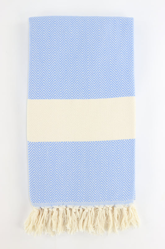 Premium Turkish Herringbone Towel Peshtemal Fouta (Blue)