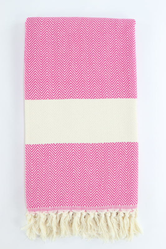 Premium Turkish Herringbone Towel Peshtemal Fouta (Fuchsia)