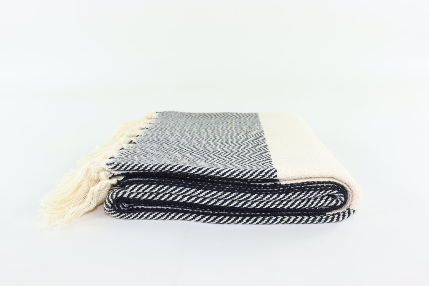 Premium Turkish Herringbone Towel Peshtemal Fouta (Black)