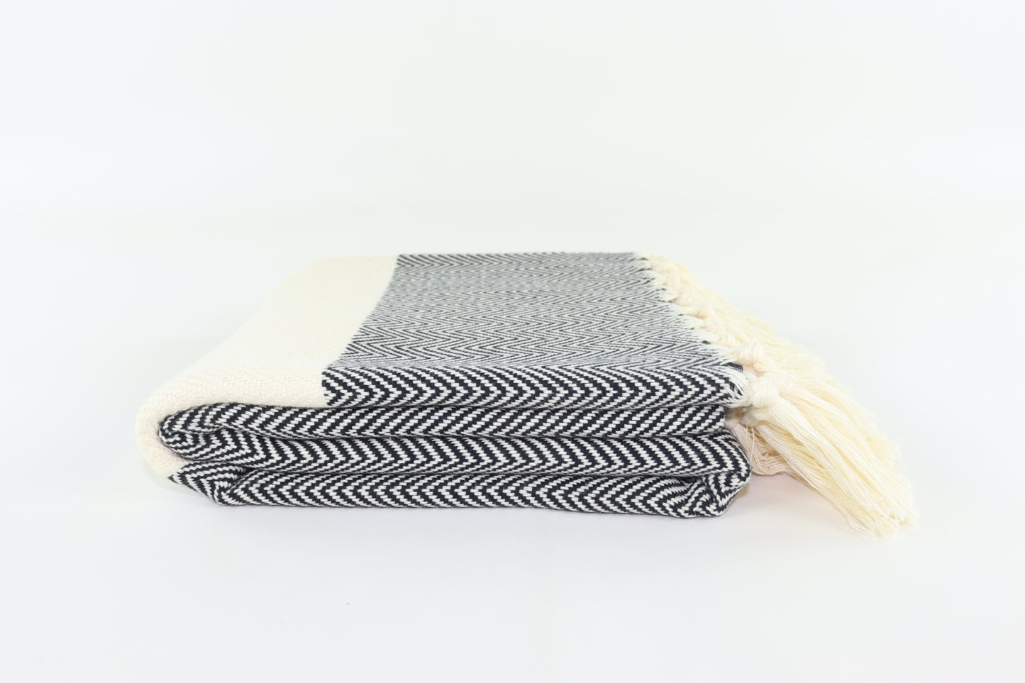 Premium Turkish Herringbone Towel Peshtemal Fouta (Black)