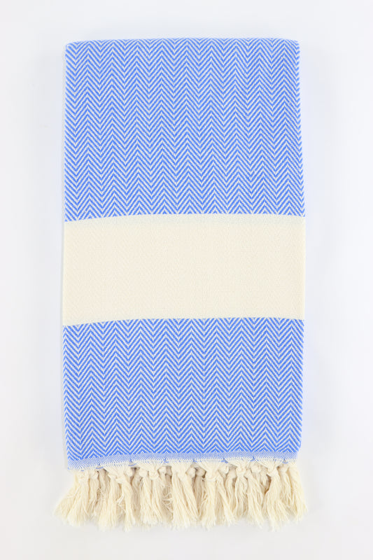 Premium Turkish Herringbone Towel Peshtemal Fouta (Blue)