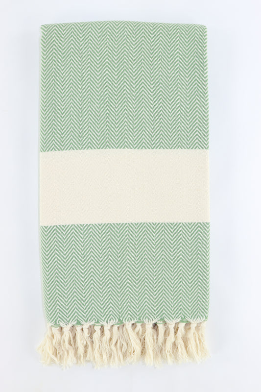 Premium Turkish Herringbone Towel Peshtemal Fouta (Khaki Green)