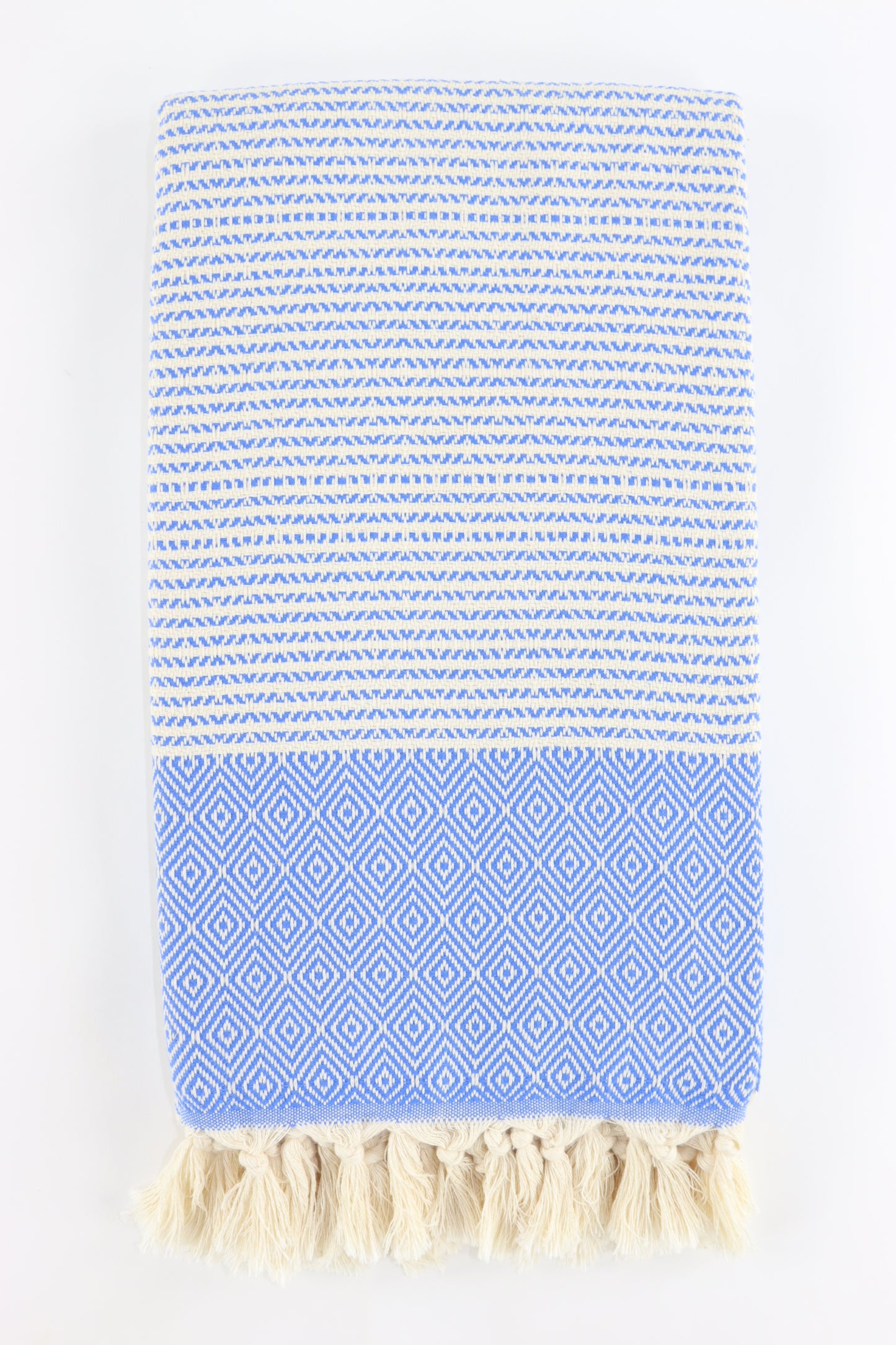 Premium Turkish Striped Diamond Towel Peshtemal Fouta (Blue)