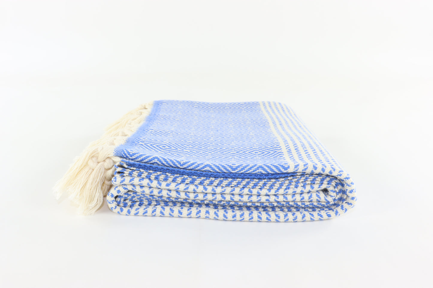 Premium Turkish Striped Diamond Towel Peshtemal Fouta (Blue)