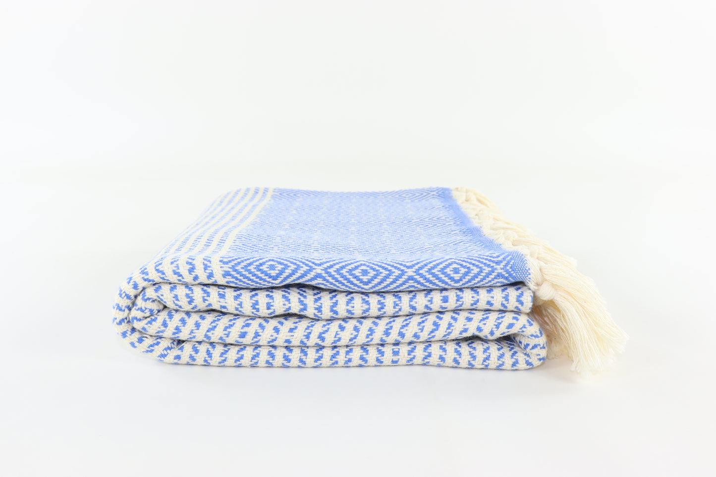 Premium Turkish Striped Diamond Towel Peshtemal Fouta (Blue)