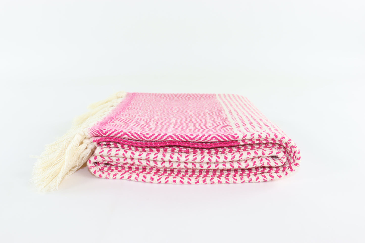 Premium Turkish Striped Diamond Towel Peshtemal Fouta (Fuchsia)