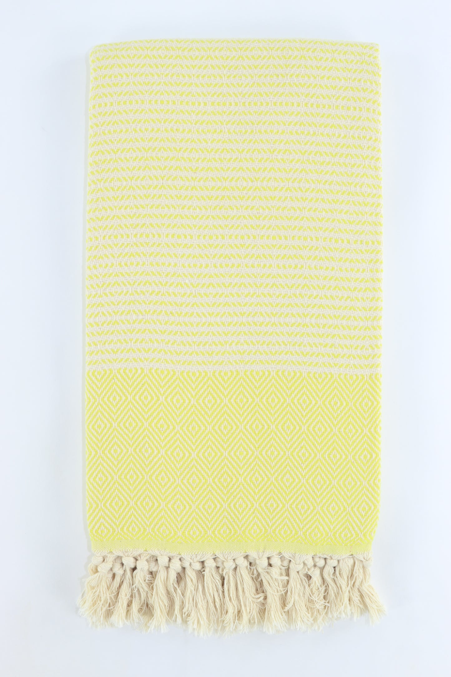 Premium Turkish Striped Diamond Towel Peshtemal Fouta (Yellow)