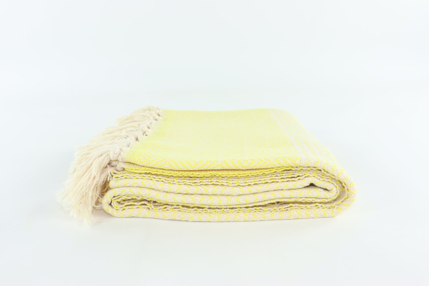 Premium Turkish Striped Diamond Towel Peshtemal Fouta (Yellow)