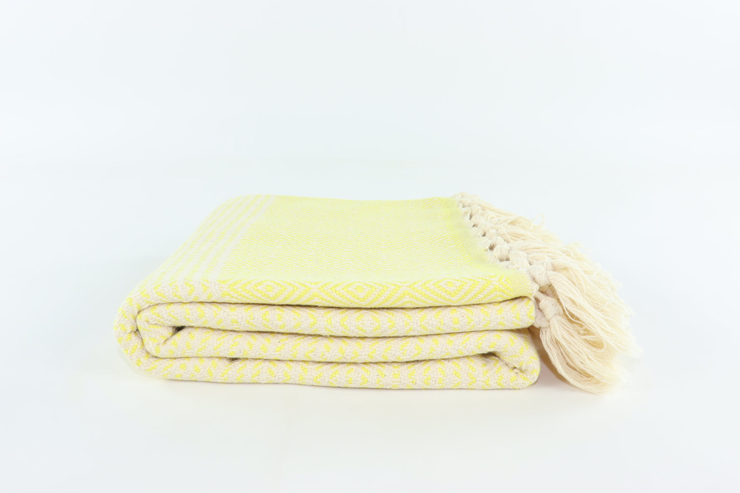 Premium Turkish Striped Diamond Towel Peshtemal Fouta (Yellow)