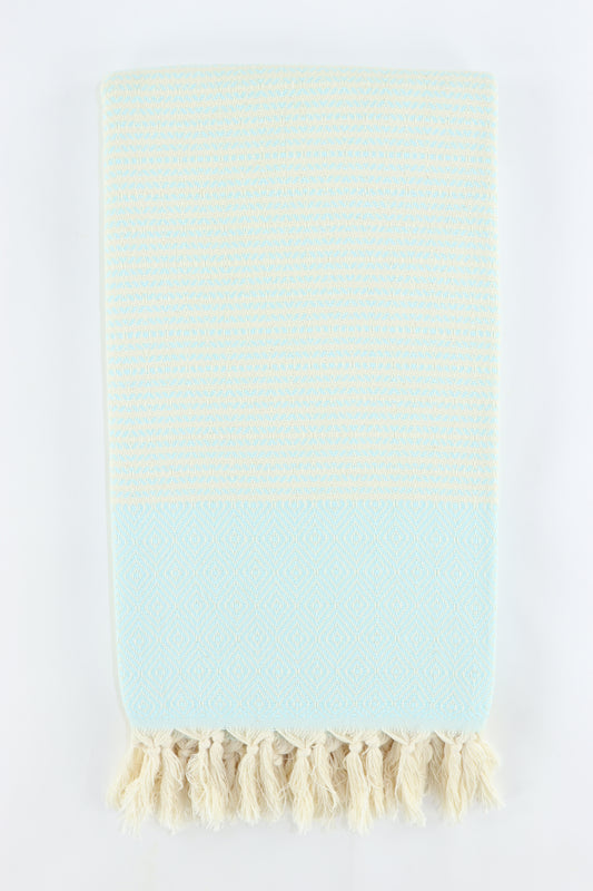 Premium Turkish Striped Diamond Towel Peshtemal Fouta (Ice Mint)