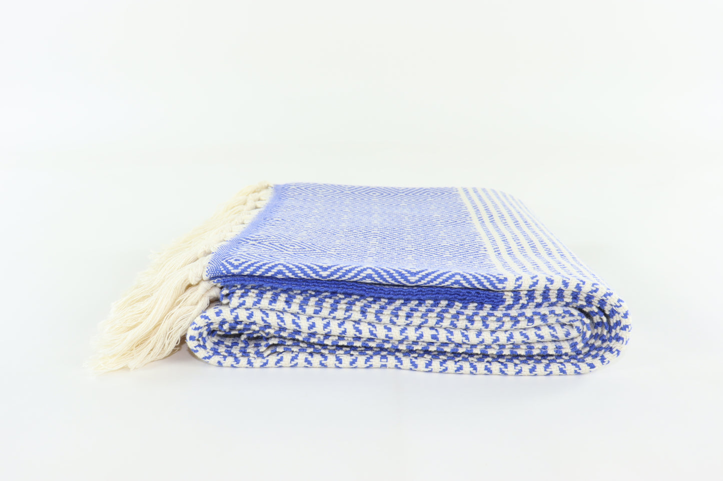 Premium Turkish Striped Diamond Towel Peshtemal Fouta (Navy Blue)