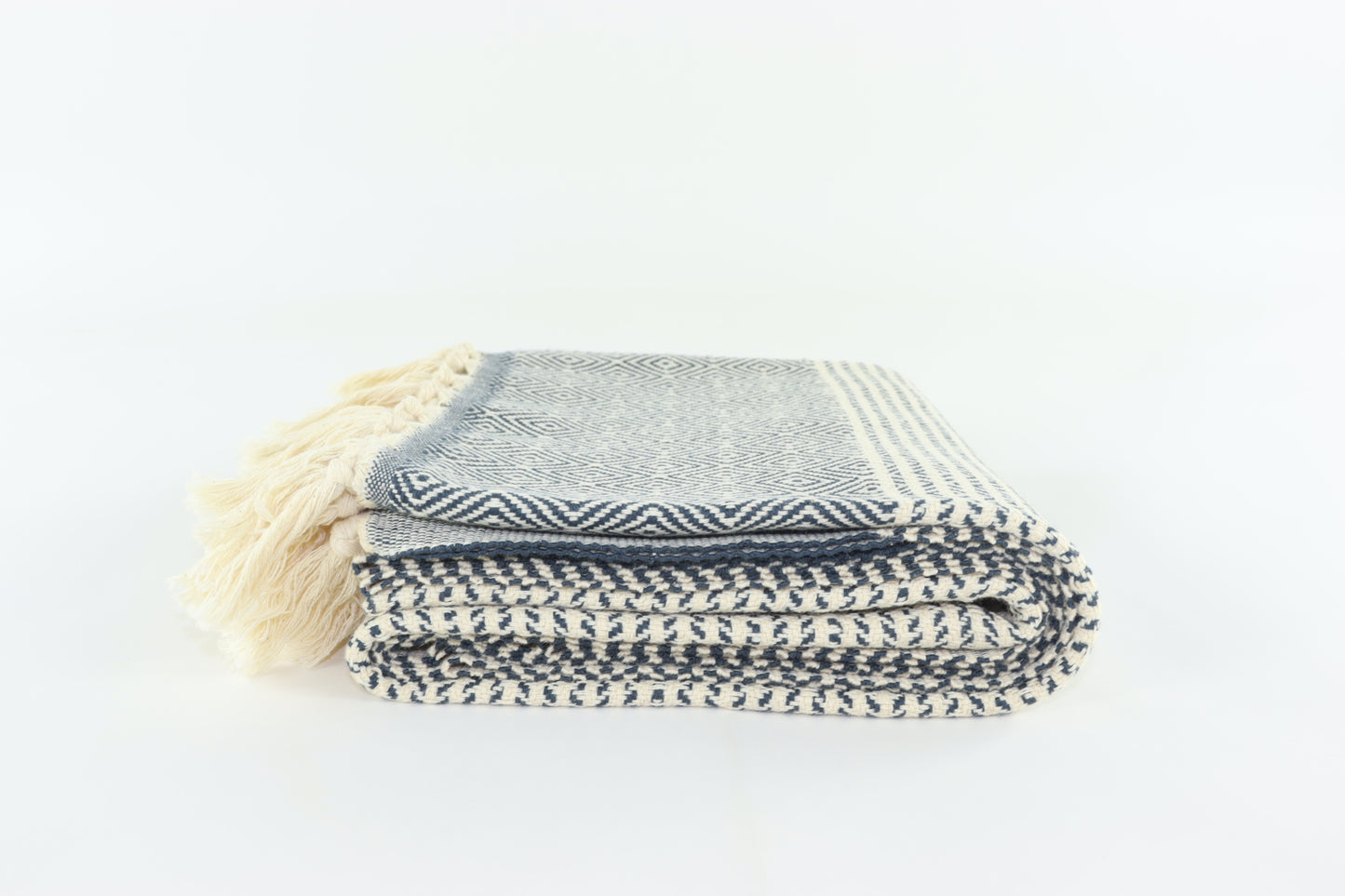 Premium Turkish Striped Diamond Towel Peshtemal Fouta (Dark Gray)