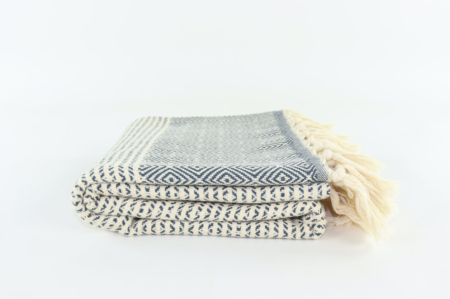 Premium Turkish Striped Diamond Towel Peshtemal Fouta (Dark Gray)