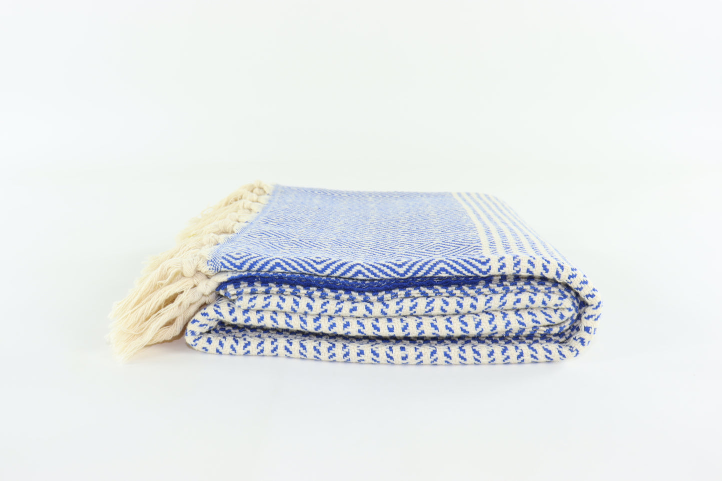 Premium Turkish Striped Diamond Towel Peshtemal Fouta (Navy Blue)