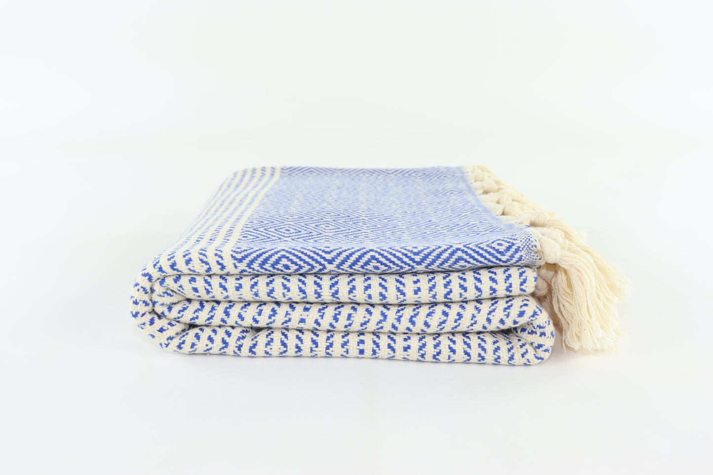 Premium Turkish Striped Diamond Towel Peshtemal Fouta (Navy Blue)