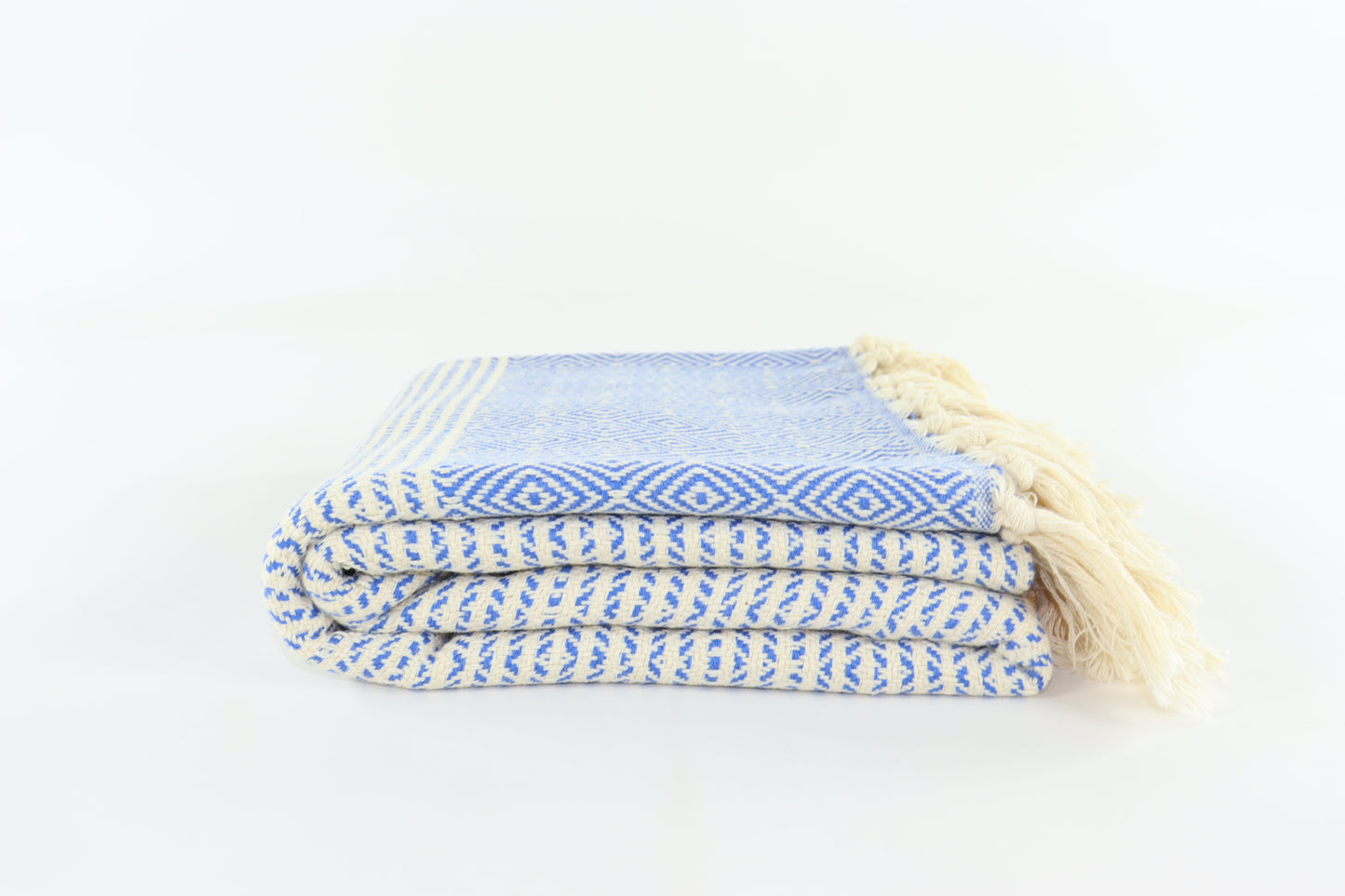 Premium Turkish Striped Diamond Towel Peshtemal Fouta (Navy Blue)