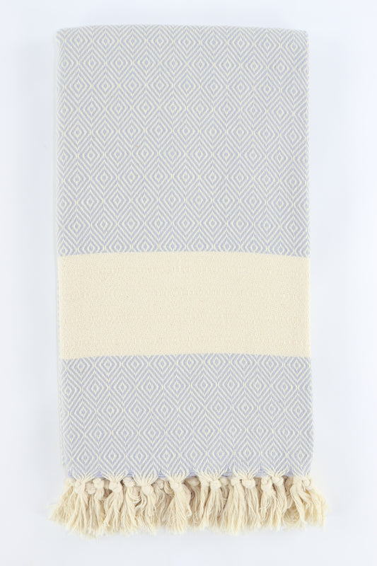 Premium Turkish Diamond Towel Peshtemal Fouta (Light Gray)