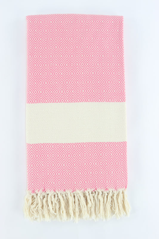 Premium Turkish Diamond Towel Peshtemal Fouta (Pink)