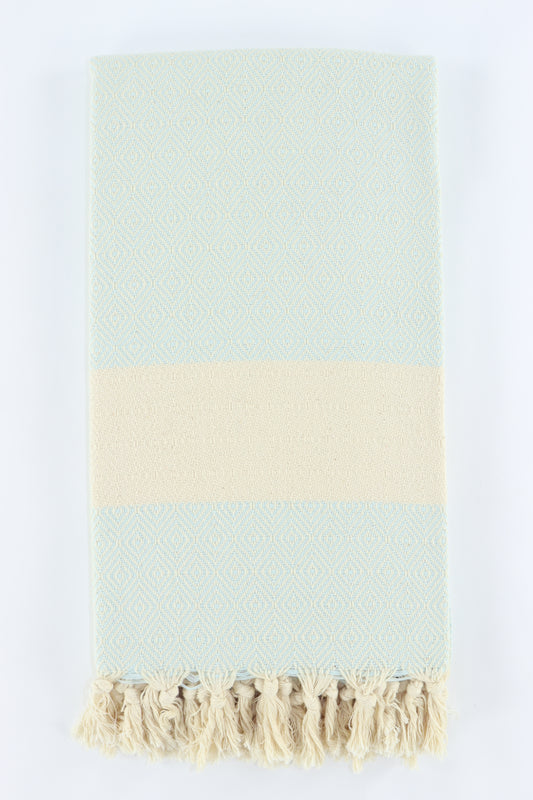 Premium Turkish Diamond Towel Peshtemal Fouta (Light Turquoise)