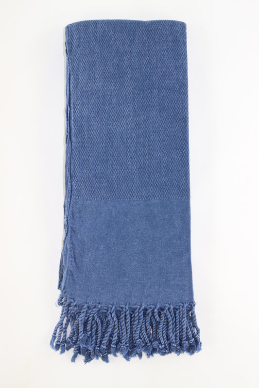 Premium Turkish Stone Washed Towel Peshtemal Fouta (Navy Blue)