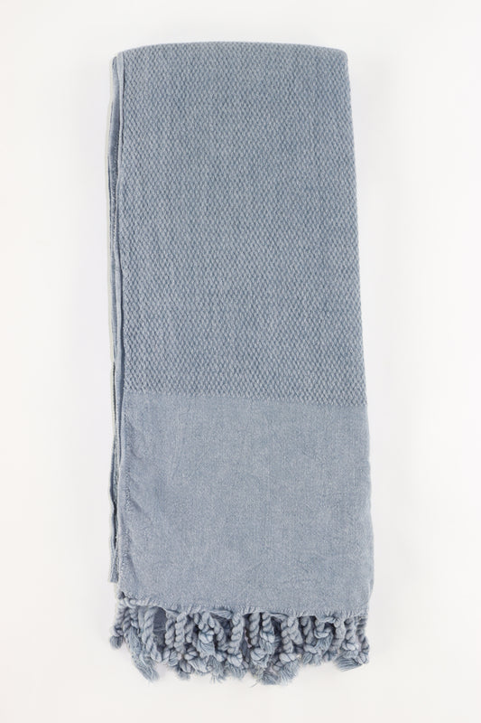 Premium Turkish Stone Washed Towel Peshtemal Fouta (Light Gray)