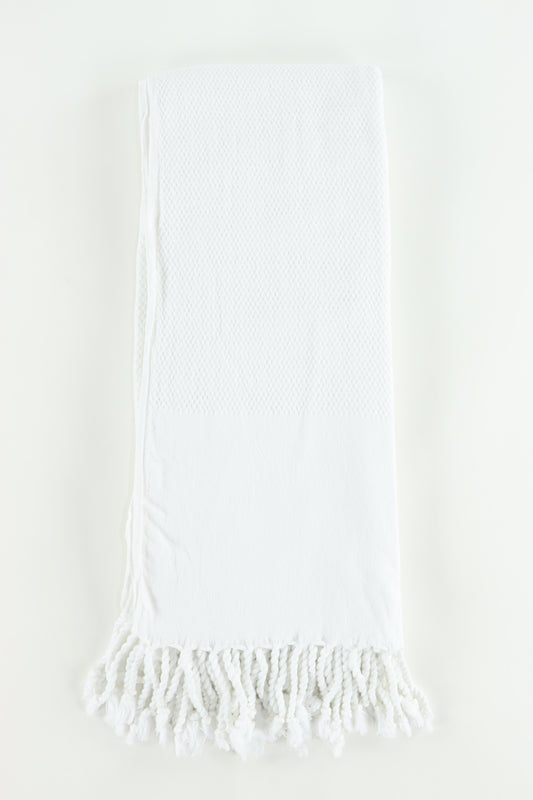 Premium Turkish Stone Washed Towel Peshtemal Fouta (White)