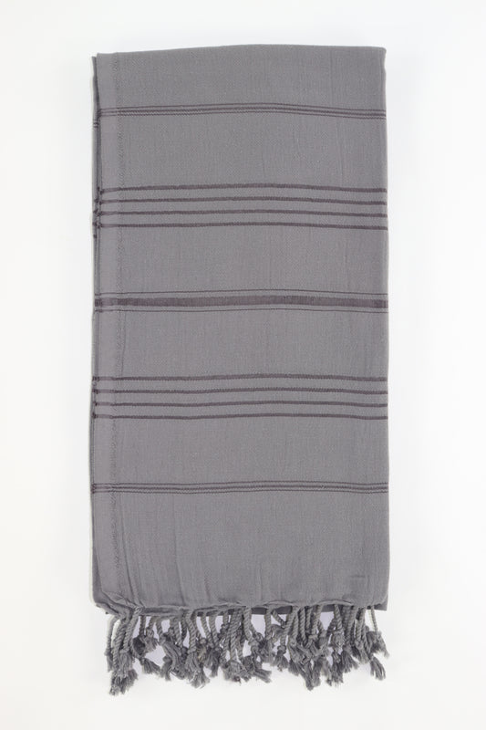 Premium Turkish Striped Towel Peshtemal Fouta (Anthracite Gray)