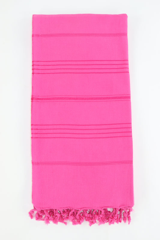 Premium Turkish Striped Towel Peshtemal Fouta (Fuchsia Pink)