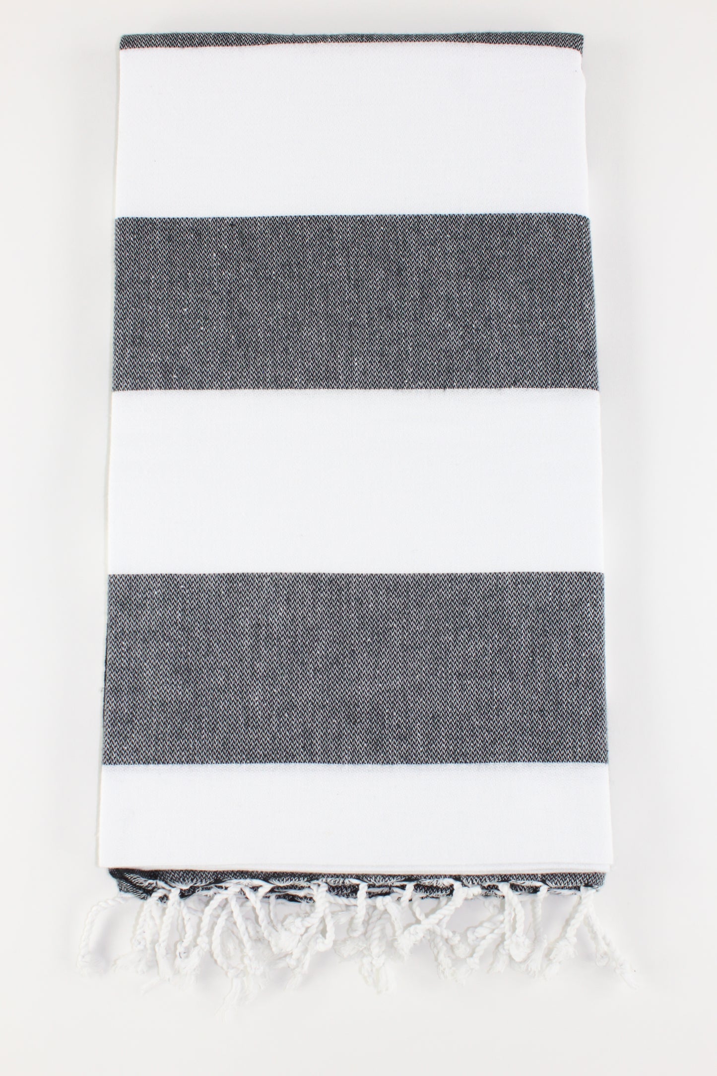 Premium Turkish Wide Stripe Towel Peshtemal Fouta (Black & White)