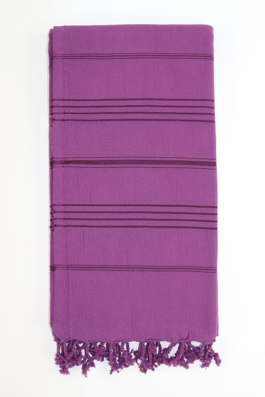 Premium Turkish Striped Towel Peshtemal Fouta (Plum)