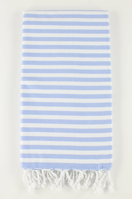 Premium Turkish Full Striped Towel Peshtemal Fouta (Duck Blue)