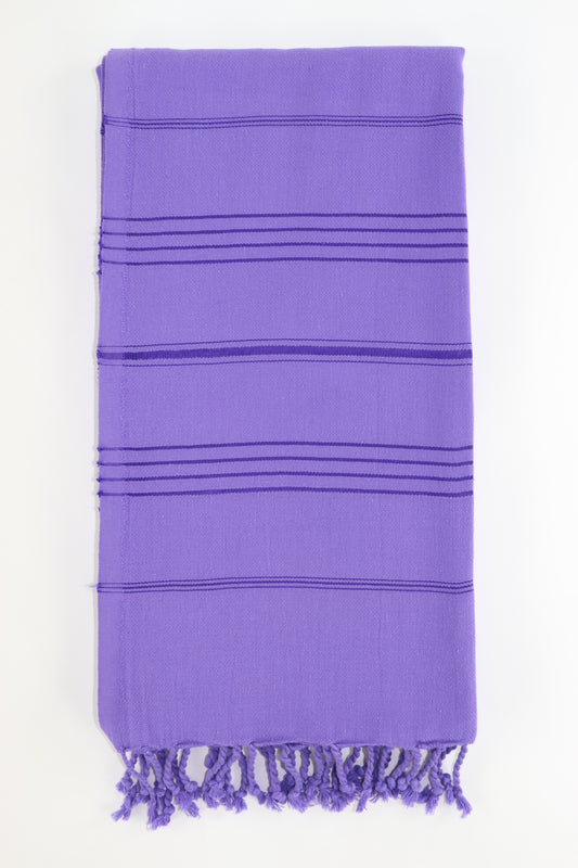 Premium Turkish Striped Towel Peshtemal Fouta (Purple)