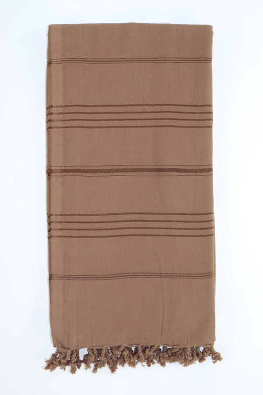 Premium Turkish Striped Towel Peshtemal Fouta (Brown)