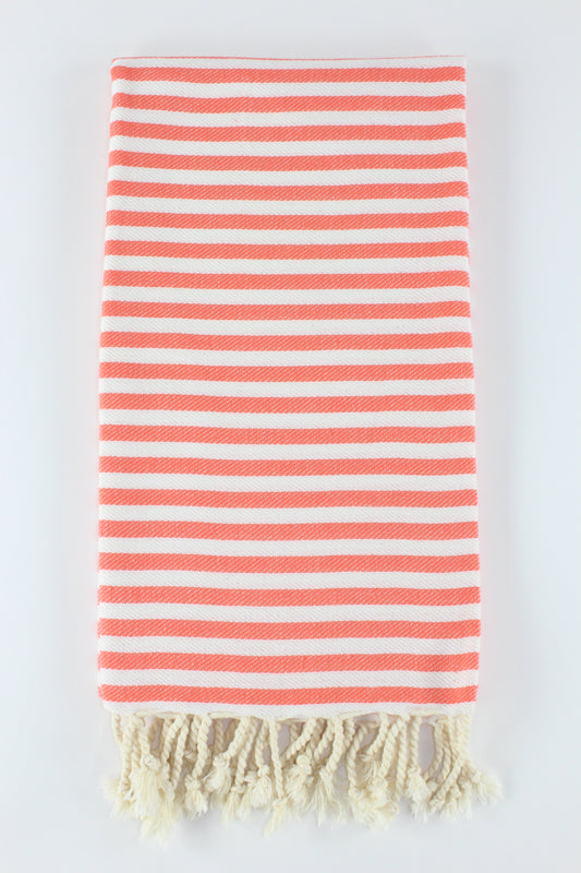 Premium Turkish Full Striped Towel Peshtemal Fouta (Coral)