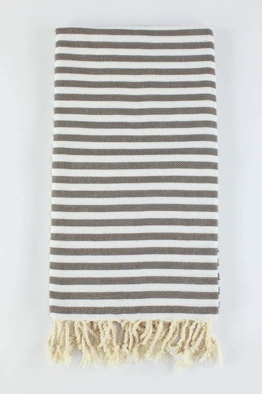 Premium Turkish Full Striped Towel Peshtemal Fouta (Brown)