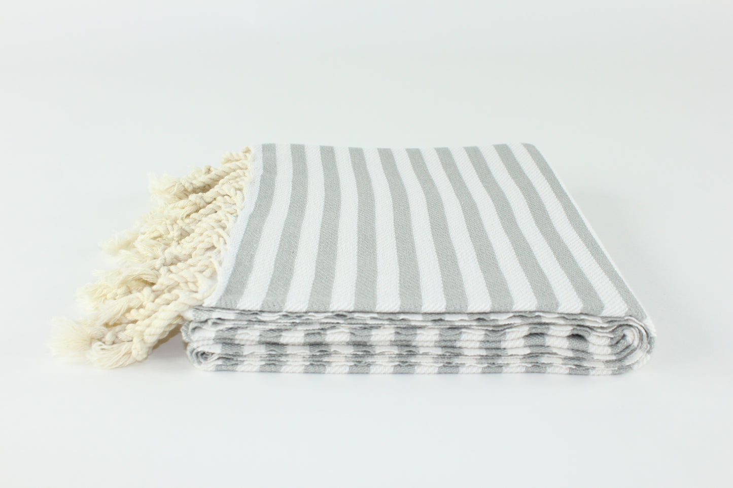 Premium Turkish Full Striped Towel Peshtemal Fouta (Light Gray)