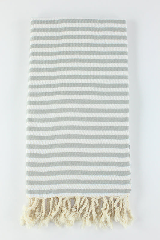 Premium Turkish Full Striped Towel Peshtemal Fouta (Light Gray)