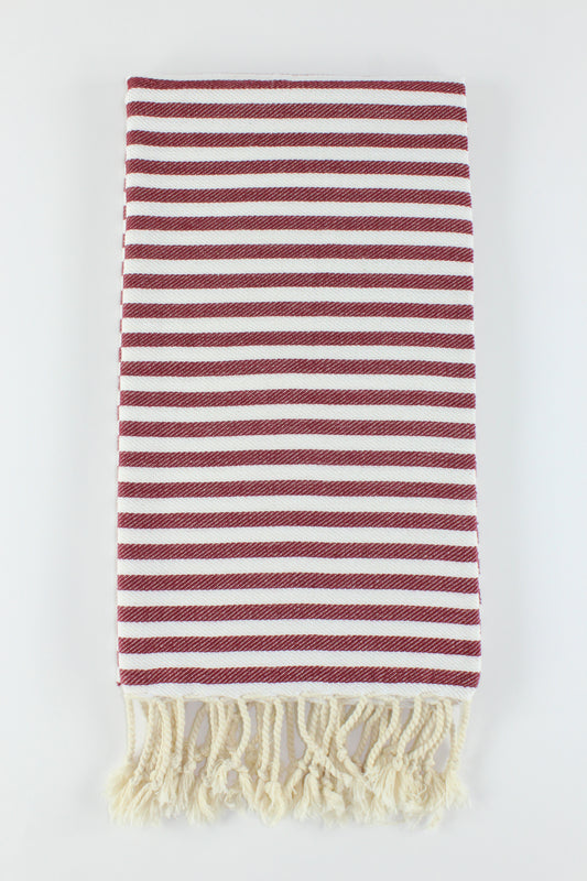 Premium Turkish Full Striped Towel Peshtemal Fouta (Burgundy)