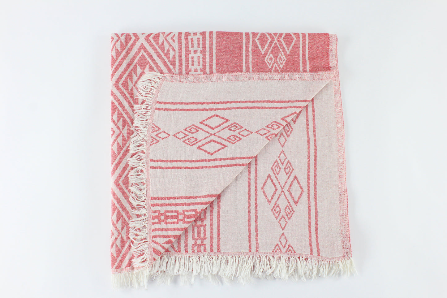 Premium Turkish Double Layer Kilim Towel Peshtemal Fouta (Red)