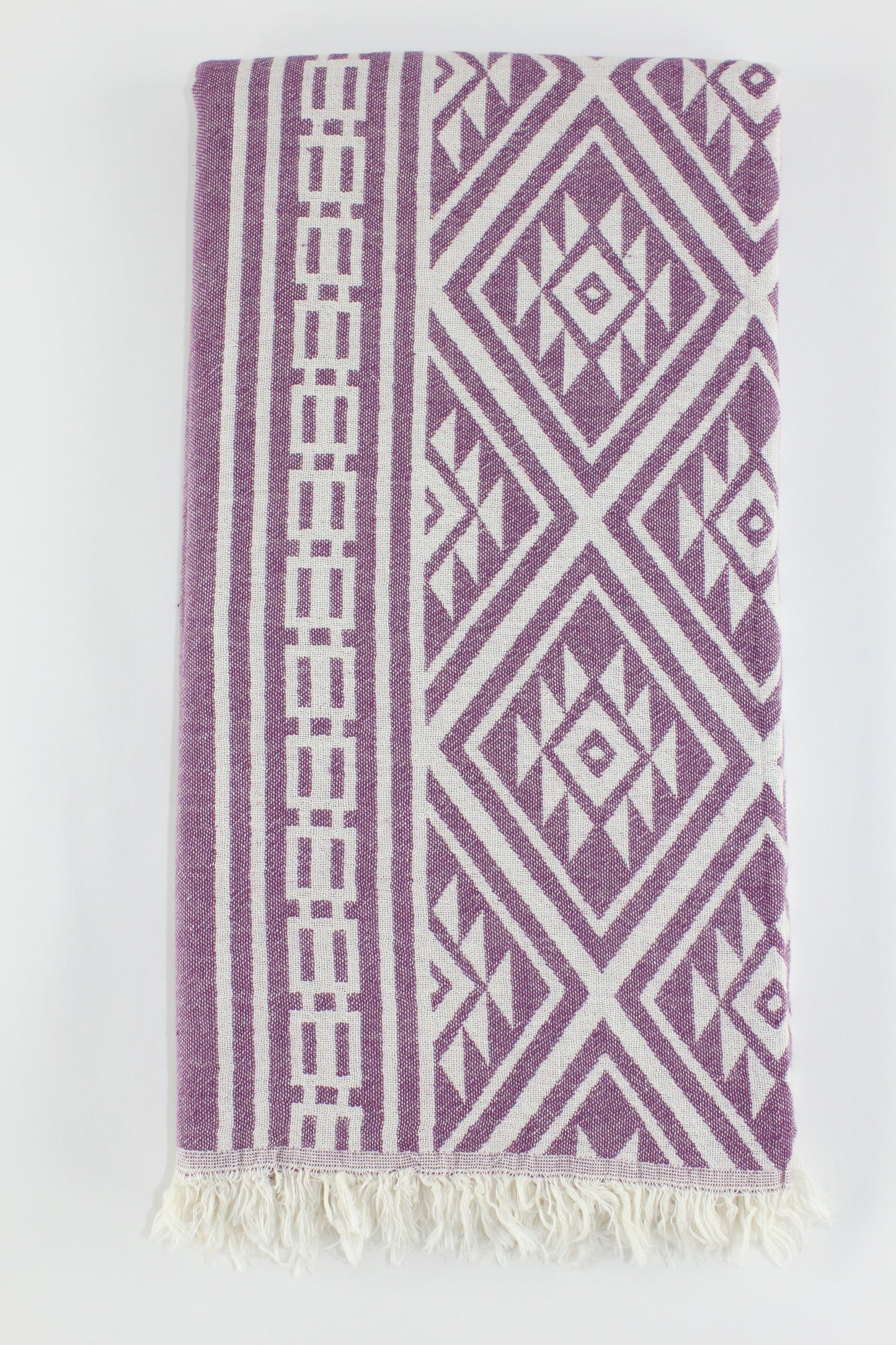 Premium Turkish Double Layer Kilim Towel Peshtemal Fouta (Purple)